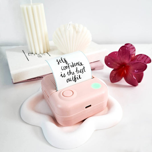 Mini pocket printer (Pink) + 3 free rolls of sticky thermal paper